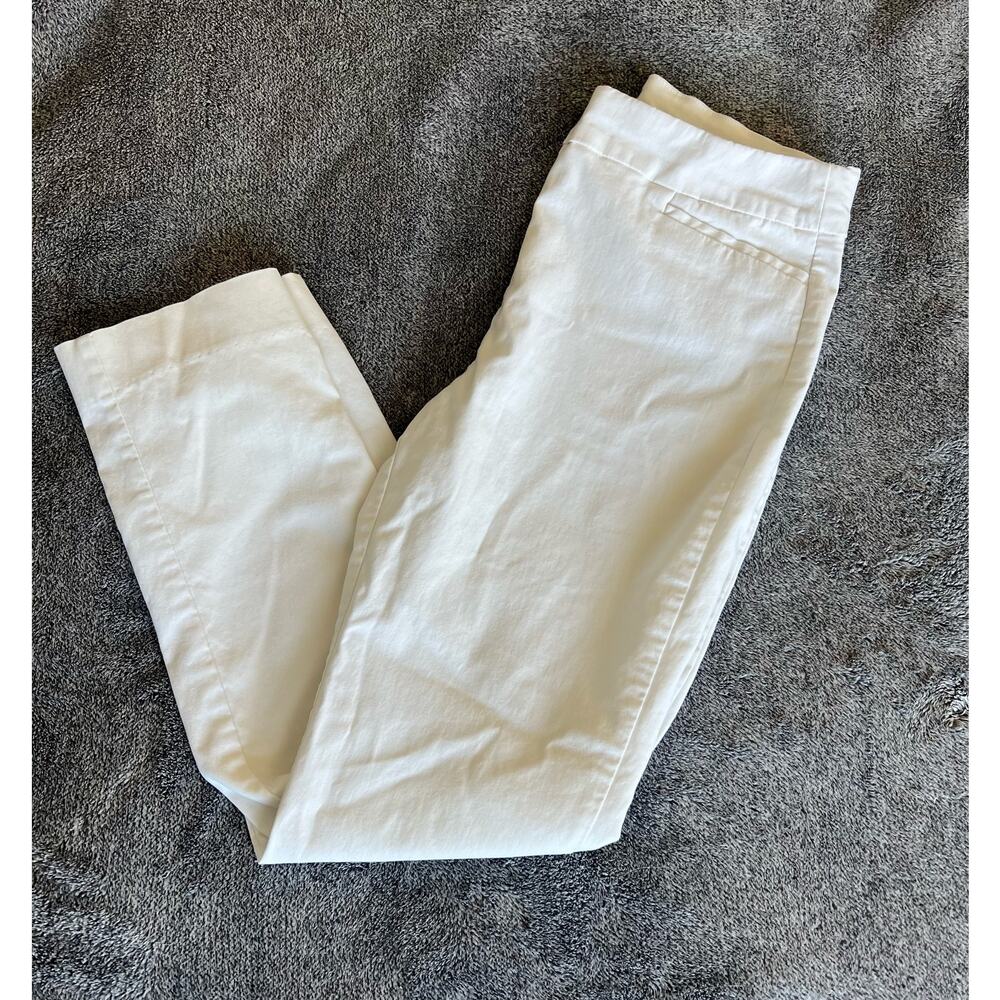 Chico's Brigitte Slimming White Stretchy Straight Leg Slit Ankle Jean Pants 8 1R - Picture 4 of 9